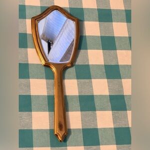 Vintage Brass Hand Mirror Gold Tone Vanity Hand Mirror Princess Mirror Cosplay